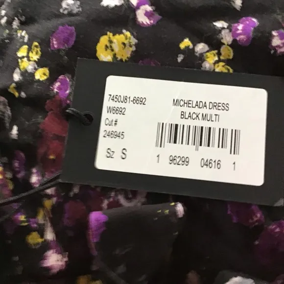 PAIGE Black Floral Ditsy Michelada Square Neck Sleeveless Dress Size Small