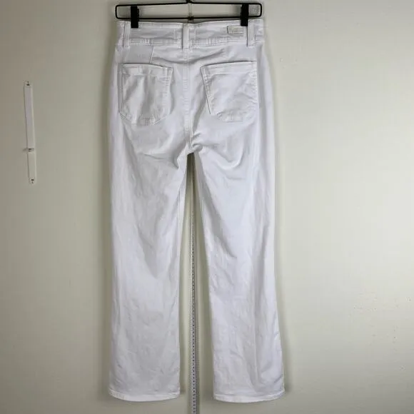 PAIGE Claudine Jeans Size 28 White High Rise Ankle Flare Stretch Welt Pocket