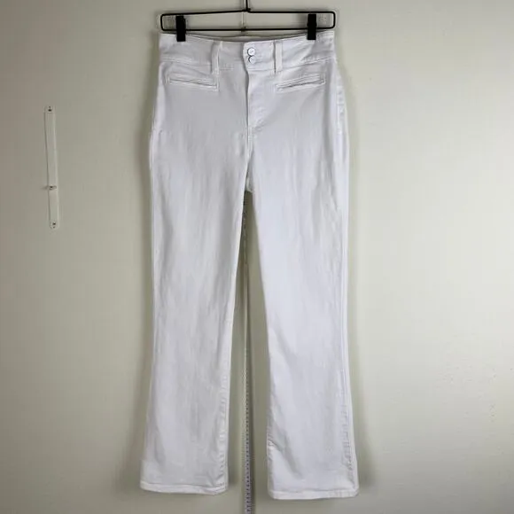 PAIGE Claudine Jeans Size 28 White High Rise Ankle Flare Stretch Welt Pocket
