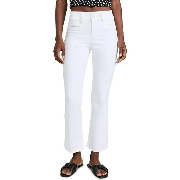 PAIGE Claudine Jeans Size 28 White High Rise Ankle Flare Stretch Welt Pocket