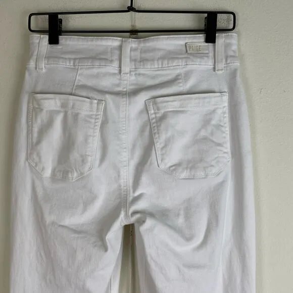 PAIGE Claudine Jeans Size 28 White High Rise Ankle Flare Stretch Welt Pocket