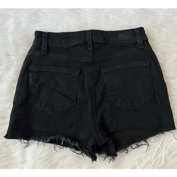 Paige Davina Margot High Rise Cut Off Denim Black High Rise Shorts Size 26 | 2