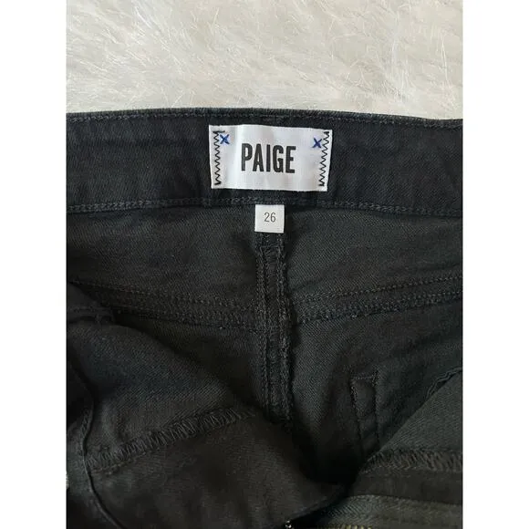 Paige Davina Margot High Rise Cut Off Denim Black High Rise Shorts Size 26 | 2