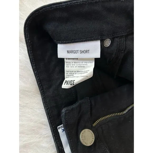 Paige Davina Margot High Rise Cut Off Denim Black High Rise Shorts Size 26 | 2