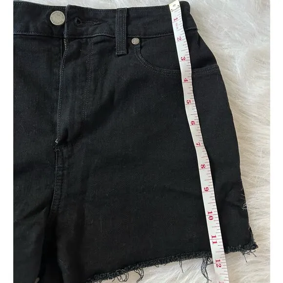Paige Davina Margot High Rise Cut Off Denim Black High Rise Shorts Size 26 | 2
