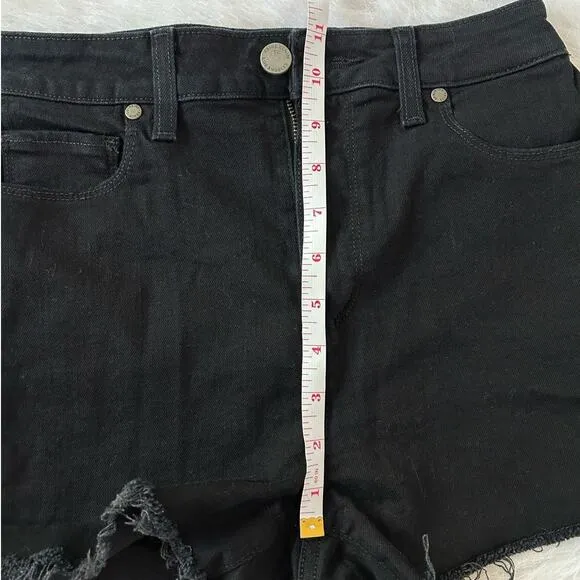 Paige Davina Margot High Rise Cut Off Denim Black High Rise Shorts Size 26 | 2