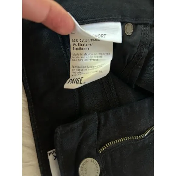 Paige Davina Margot High Rise Cut Off Denim Black High Rise Shorts Size 26 | 2