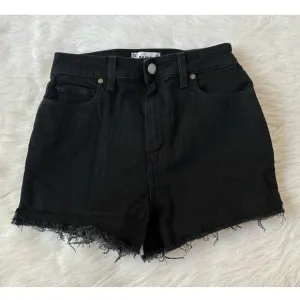 Paige Davina Margot High Rise Cut Off Denim Black High Rise Shorts Size 26 | 2