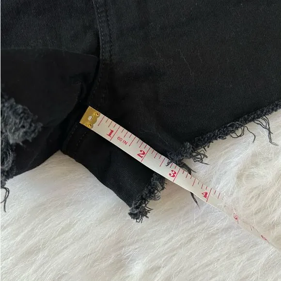 Paige Davina Margot High Rise Cut Off Denim Black High Rise Shorts Size 26 | 2