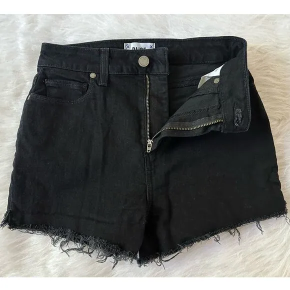 Paige Davina Margot High Rise Cut Off Denim Black High Rise Shorts Size 26 | 2