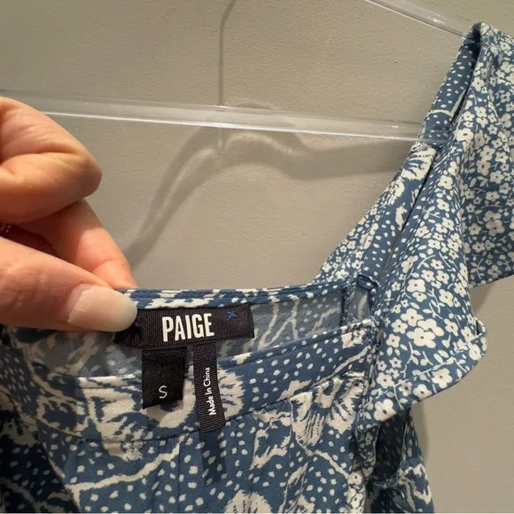 Paige Flutter-Sleeve Midi Dress Light Blue Floral Dress Womens Size Small