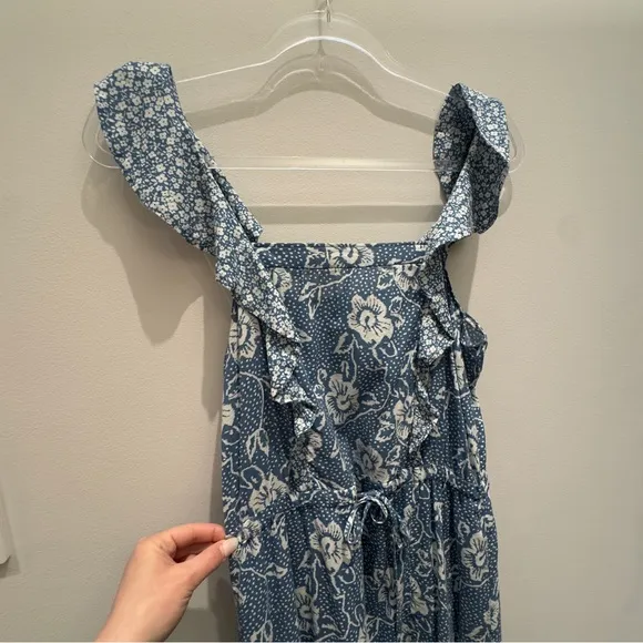 Paige Flutter-Sleeve Midi Dress Light Blue Floral Dress Womens Size Small