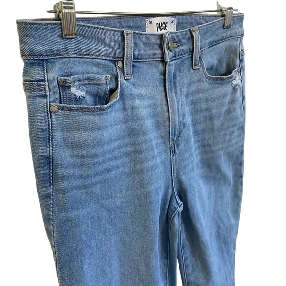 Paige Jacqueline Casual Cropped fit Jeans Blue Frayed hem 28 X 25 - Excellent