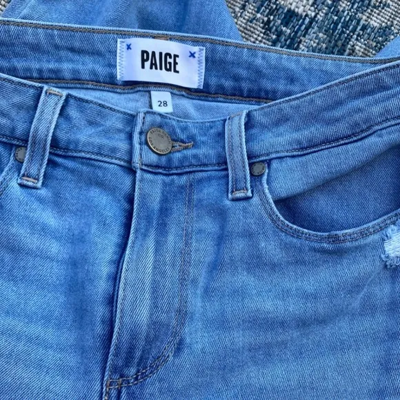 Paige Jacqueline Casual Cropped fit Jeans Blue Frayed hem 28 X 25 - Excellent