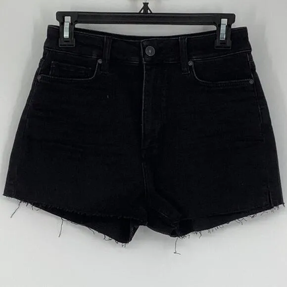 Paige Sz 27 Vintage Black Denim Margot High Rise Jean Shorts Frayed Hem OS24-15