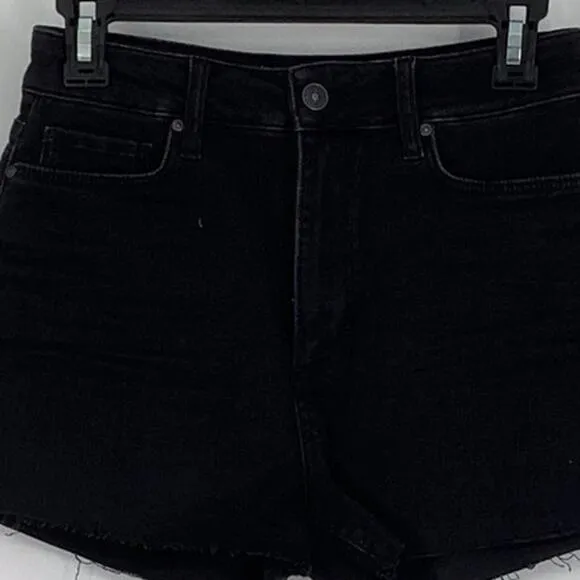 Paige Sz 27 Vintage Black Denim Margot High Rise Jean Shorts Frayed Hem OS24-15