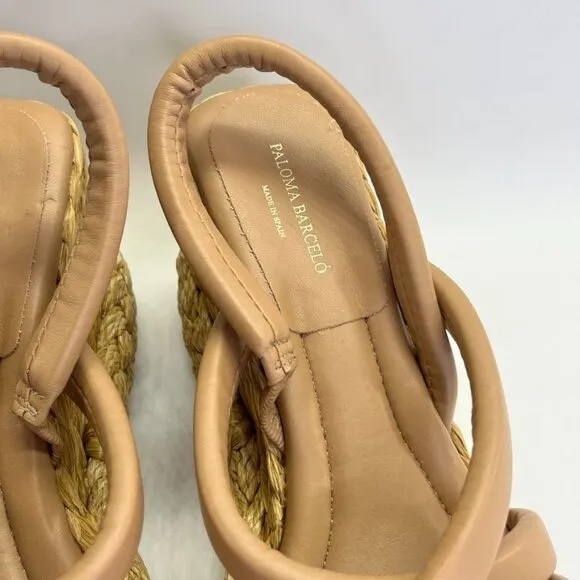 PALOMA BARCELÓ Simona Sandals Size 41 US 10 In Brown Sling Back Espadrille Wedge