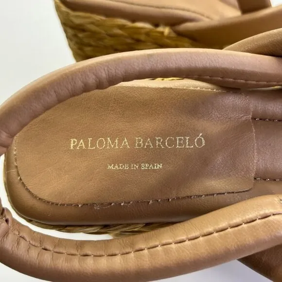 PALOMA BARCELÓ Simona Sandals Size 41 US 10 In Brown Sling Back Espadrille Wedge
