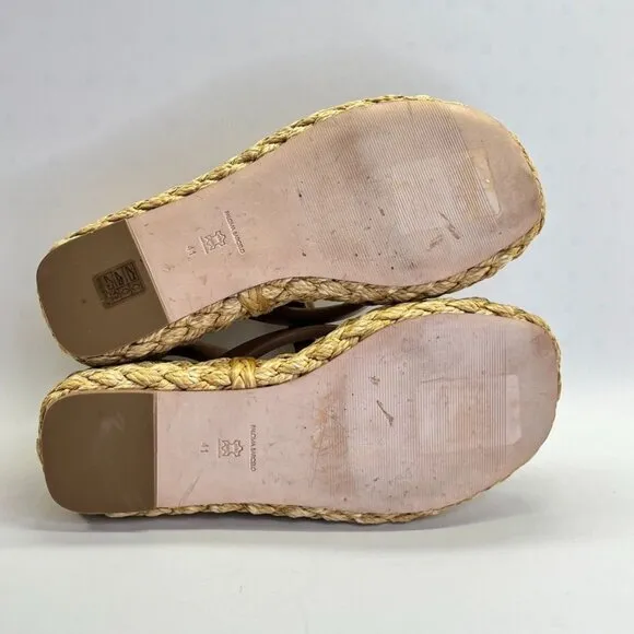 PALOMA BARCELÓ Simona Sandals Size 41 US 10 In Brown Sling Back Espadrille Wedge