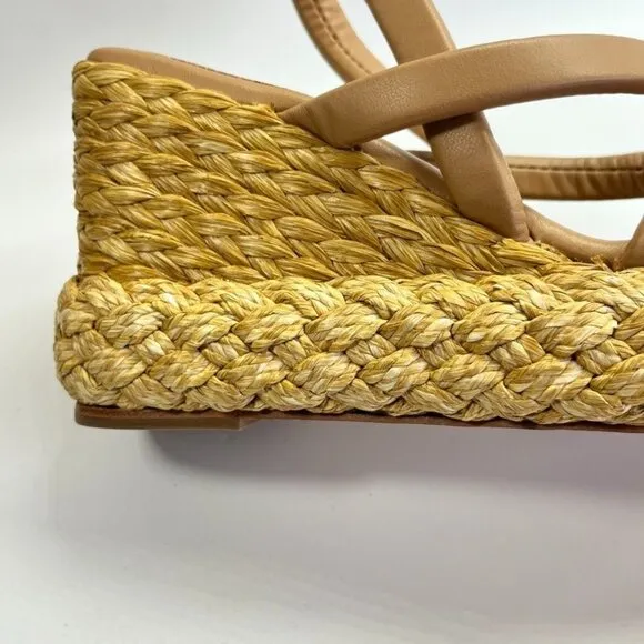 PALOMA BARCELÓ Simona Sandals Size 41 US 10 In Brown Sling Back Espadrille Wedge