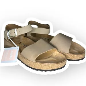 Papillio Beige Leather  Sandals with Cork style Sole cushioned