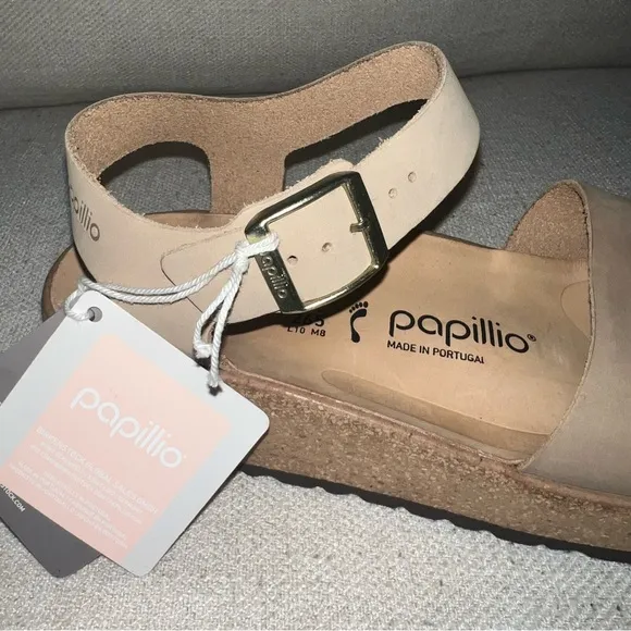 Papillio Beige Leather  Sandals with Cork style Sole cushioned