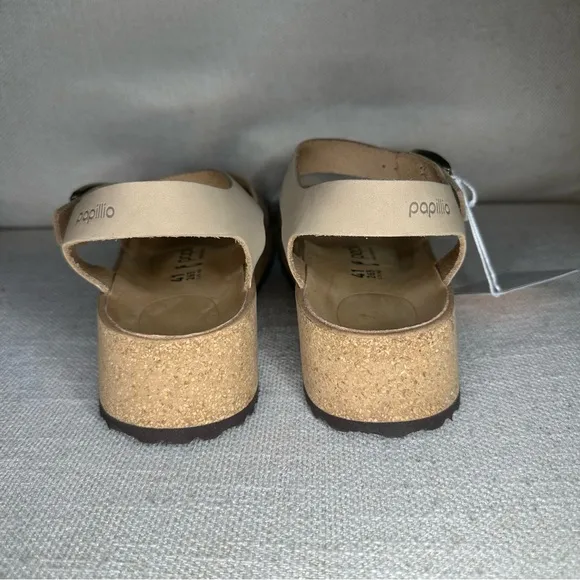 Papillio Beige Leather  Sandals with Cork style Sole cushioned