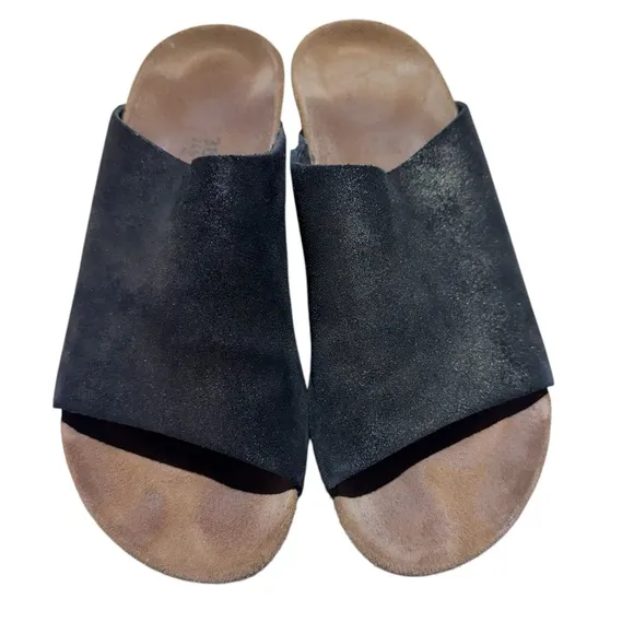 Papillio Birkenstock Namica Suede Leather Mule Sandals Metallic Black 7 or 7.5