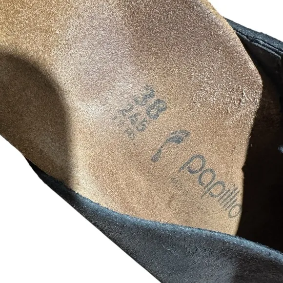 Papillio Birkenstock Namica Suede Leather Mule Sandals Metallic Black 7 or 7.5