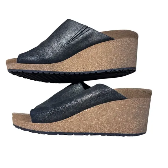 Papillio Birkenstock Namica Suede Leather Mule Sandals Metallic Black 7 or 7.5