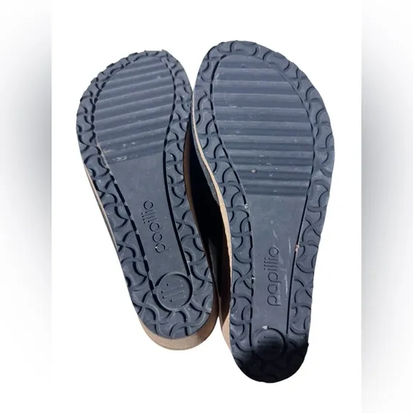 Papillio Birkenstock Namica Suede Leather Mule Sandals Metallic Black 7 or 7.5