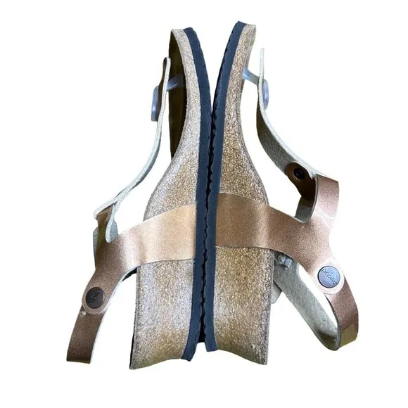 Papillio By Birkenstock Ashley Metallic Ankle Strap Thong Sandals Copper Size 38