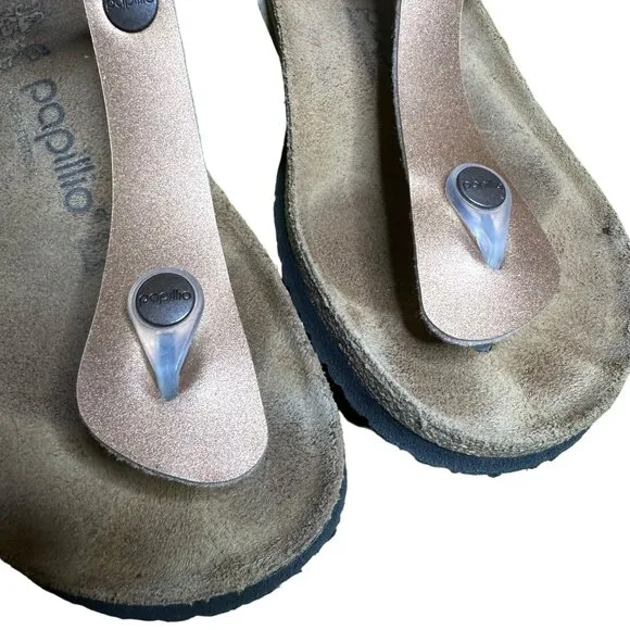 Papillio By Birkenstock Ashley Metallic Ankle Strap Thong Sandals Copper Size 38