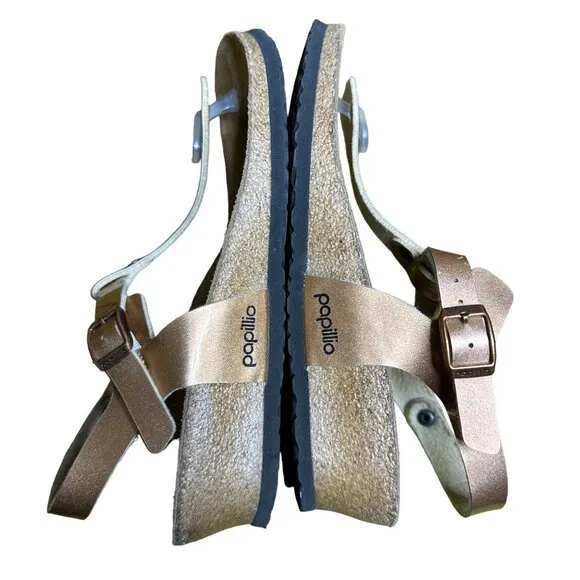 Papillio By Birkenstock Ashley Metallic Ankle Strap Thong Sandals Copper Size 38