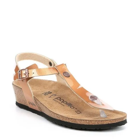 Papillio By Birkenstock Ashley Metallic Ankle Strap Thong Sandals Copper Size 38