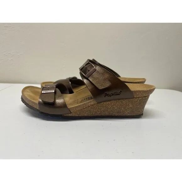 PAPILLIO by BIRKENSTOCK Dorothy Graceful Toffee Sandals Heeled Wedge US 9 EU 40