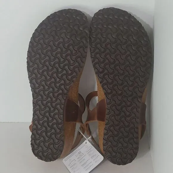 Papillio by Birkenstock Ashley BrownLeather T-Strap Wedge Sandals Women's EU 41