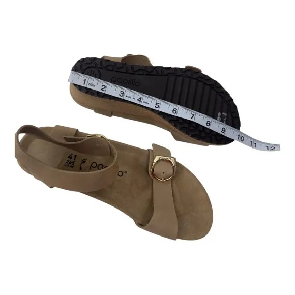 Papillio Soley Sandcastle Wedges Sandals Women SZ 41Cork Sole Gold Double Buckle