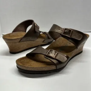 Papillo by Birkenstock Wedges Heeled Sandals Open Toe Adjustable Bronze Size 11