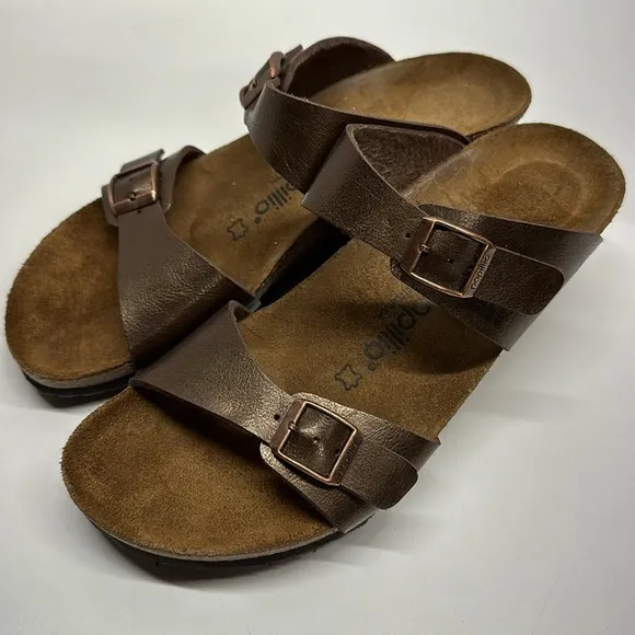 Papillo by Birkenstock Wedges Heeled Sandals Open Toe Adjustable Bronze Size 11