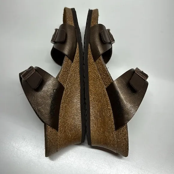 Papillo by Birkenstock Wedges Heeled Sandals Open Toe Adjustable Bronze Size 11