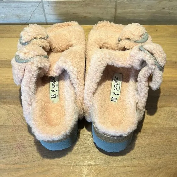 Papillo Birkenstock Pink Arizona Teddy Shearling Birkenstock Sandals US 6-6.5