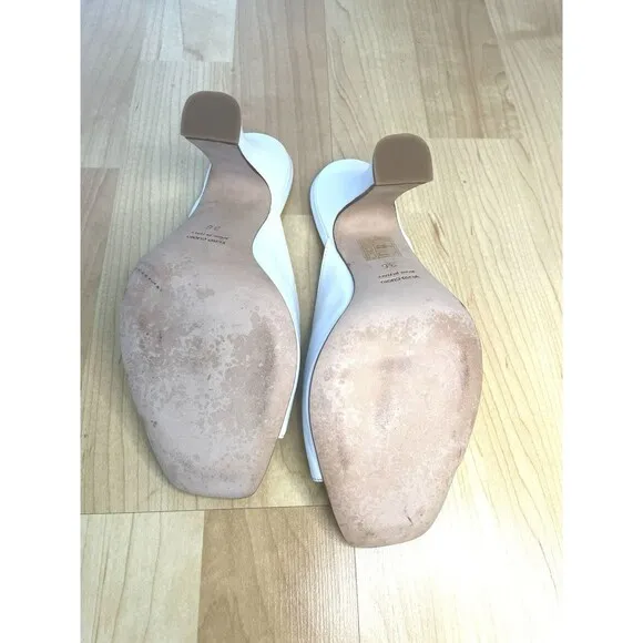 Paris Texas Moc Square Toe Mule Sandals Size 6 White