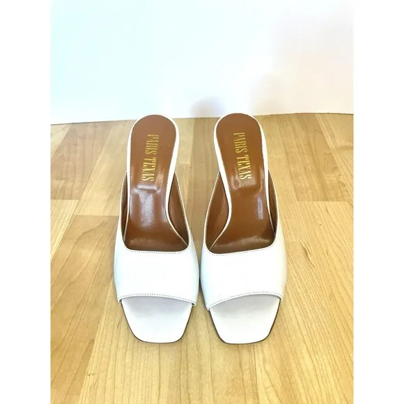 Paris Texas Moc Square Toe Mule Sandals Size 6 White
