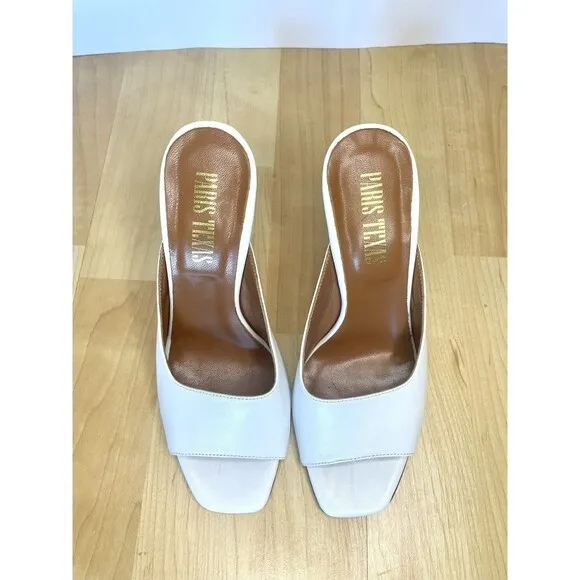 Paris Texas Moc Square Toe Mule Sandals Size 6 White