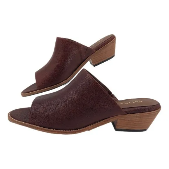Patina Tan Leather Peep Toe Sandals | Wedge Heel