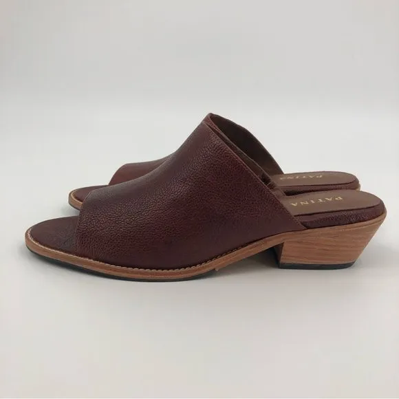 Patina Tan Leather Peep Toe Sandals | Wedge Heel