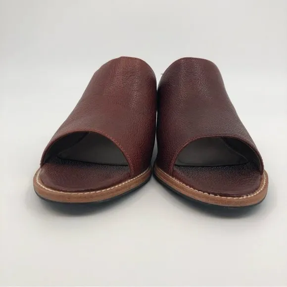 Patina Tan Leather Peep Toe Sandals | Wedge Heel