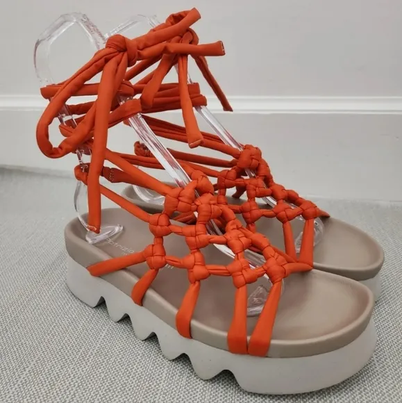 Patrizia Bonfanti Orange Strappy Slingback Platform Gladiator Sandals  Women 40