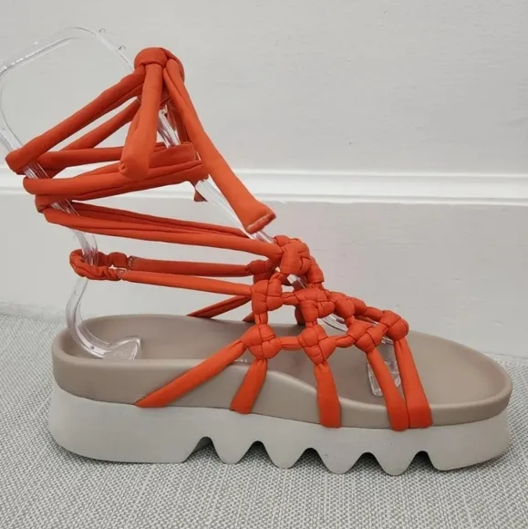 Patrizia Bonfanti Orange Strappy Slingback Platform Gladiator Sandals  Women 40
